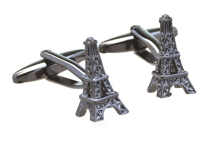 Eiffel Tower Cufflinks  Gun Metal Color Cufflinks Metal Cufflinks Architecture Wholesale & Customized  CL656934