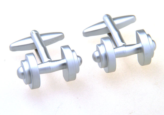Dumbbell Cufflinks  Silver Texture Cufflinks Metal Cufflinks Sports Wholesale & Customized  CL656946