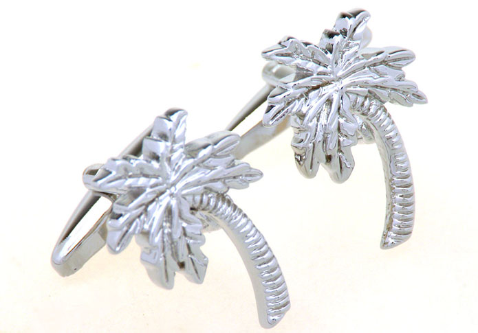 Coconut Tree Cufflinks  Silver Texture Cufflinks Metal Cufflinks Recreation Wholesale & Customized  CL656960