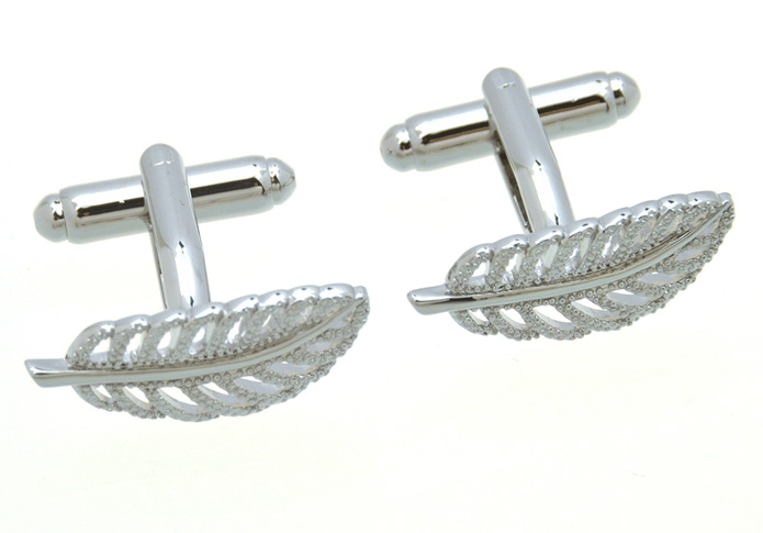 Feather Cufflinks  Silver Texture Cufflinks Metal Cufflinks Functional Wholesale & Customized  CL657075