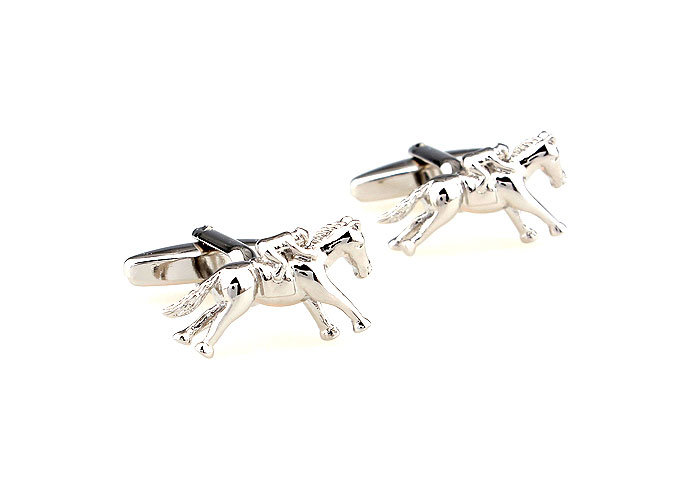 Horsemanship Cufflinks  Silver Texture Cufflinks Metal Cufflinks Sports Wholesale & Customized  CL666847