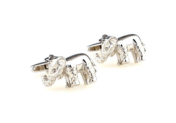 Elephants Cufflinks  Silver Texture Cufflinks Metal Cufflinks Animal Wholesale & Customized  CL666877