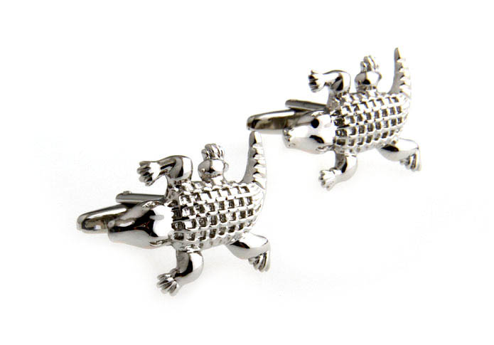 Crocodile Cufflinks  Silver Texture Cufflinks Metal Cufflinks Animal Wholesale & Customized  CL666880