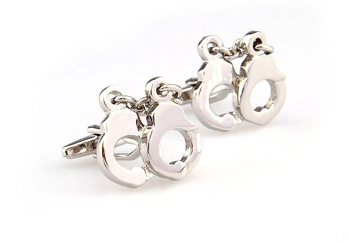 Handcuffs Cufflinks  Silver Texture Cufflinks Metal Cufflinks Tools Wholesale & Customized  CL667587