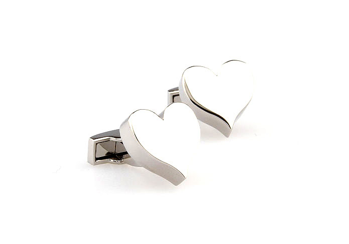 Heart shaped Cufflinks  Silver Texture Cufflinks Metal Cufflinks Recreation Wholesale & Customized  CL667719