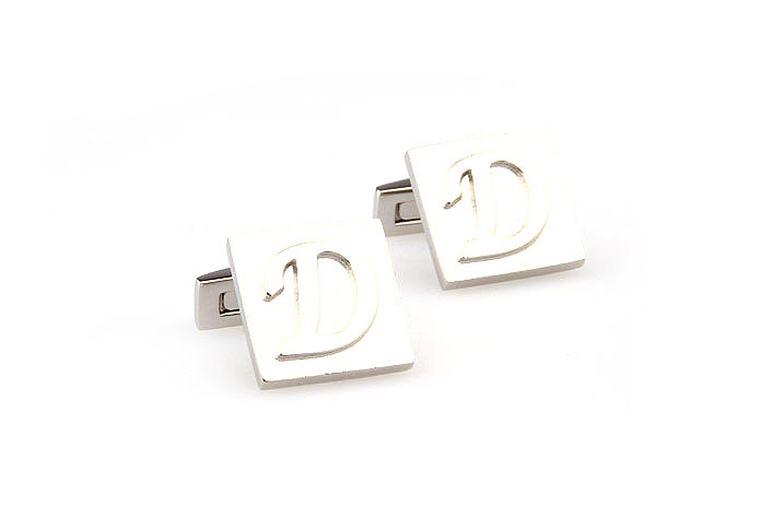 26 Letters D Cufflinks  Silver Texture Cufflinks Metal Cufflinks Symbol Wholesale & Customized  CL667981