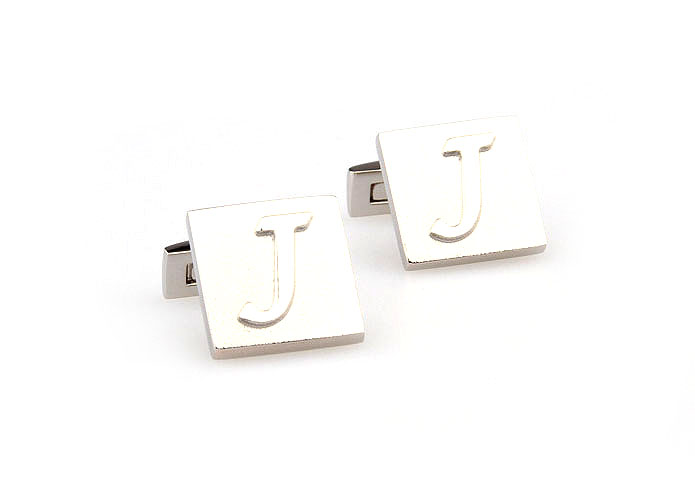 26 Letters J Cufflinks  Silver Texture Cufflinks Metal Cufflinks Symbol Wholesale & Customized  CL667987