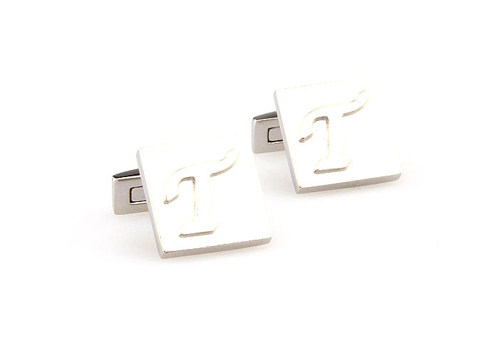 26 Letters T Cufflinks  Silver Texture Cufflinks Metal Cufflinks Symbol Wholesale & Customized  CL667996