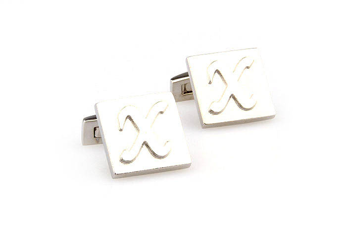 26 Letters X Cufflinks  Silver Texture Cufflinks Metal Cufflinks Symbol Wholesale & Customized  CL668000