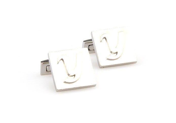 26 Letters Y Cufflinks  Silver Texture Cufflinks Metal Cufflinks Symbol Wholesale & Customized  CL668001