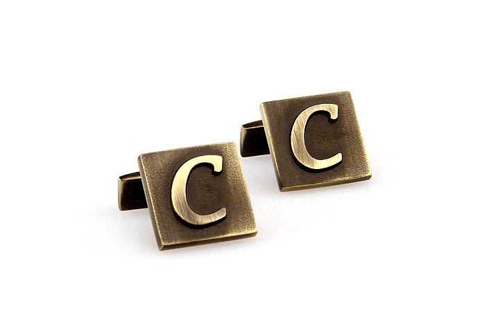 26 Letters C Cufflinks  Bronzed Classic Cufflinks Metal Cufflinks Symbol Wholesale & Customized  CL668003