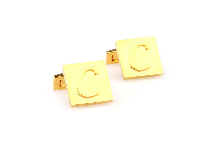 26 Letters C Cufflinks  Gold Luxury Cufflinks Metal Cufflinks Symbol Wholesale & Customized  CL668033