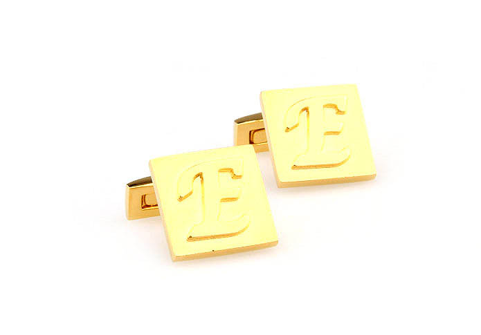 26 Letters E Cufflinks  Gold Luxury Cufflinks Metal Cufflinks Symbol Wholesale & Customized  CL668035