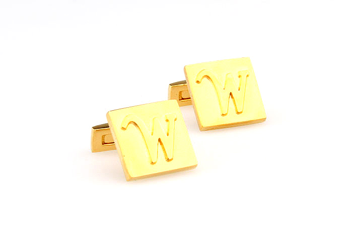 26 Letters W Cufflinks  Gold Luxury Cufflinks Metal Cufflinks Symbol Wholesale & Customized  CL668049