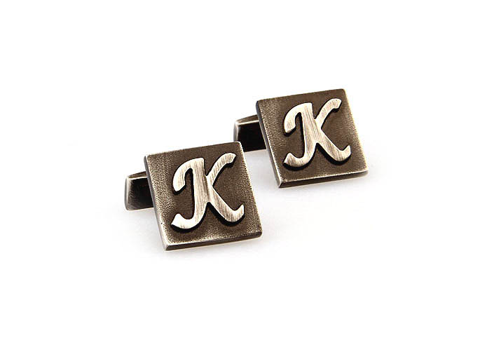 26 Letters K Cufflinks  Gray Steady Cufflinks Metal Cufflinks Symbol Wholesale & Customized  CL668105