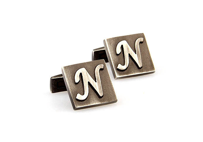 26 Letters N Cufflinks  Gray Steady Cufflinks Metal Cufflinks Symbol Wholesale & Customized  CL668106