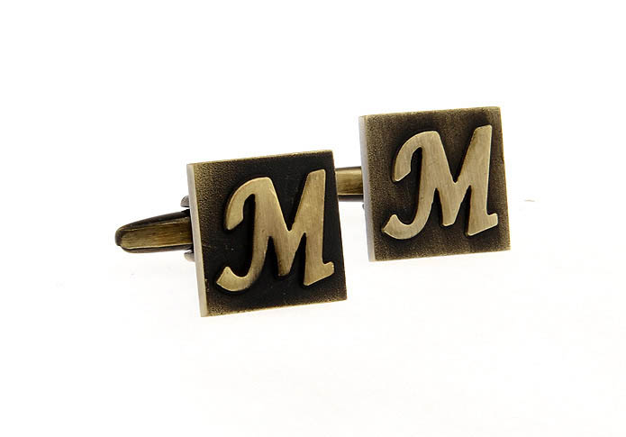 26 Letters M Cufflinks  Bronzed Classic Cufflinks Metal Cufflinks Symbol Wholesale & Customized  CL668201