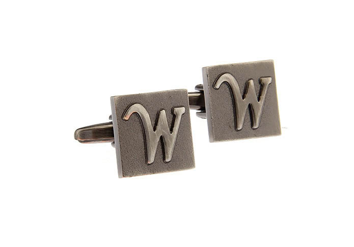 26 Letters W Cufflinks  Gray Steady Cufflinks Metal Cufflinks Symbol Wholesale & Customized  CL668239