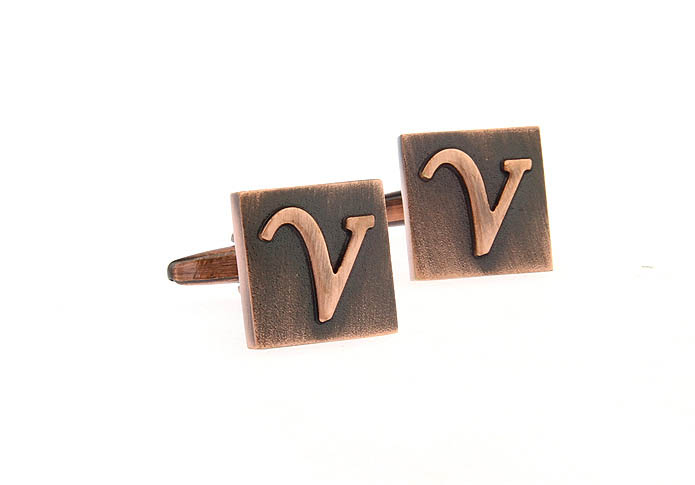 26 Letters V Cufflinks  Bronzed Classic Cufflinks Metal Cufflinks Symbol Wholesale & Customized  CL668264