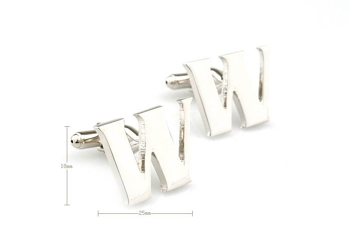 Letters W Cufflinks  Silver Texture Cufflinks Metal Cufflinks Symbol Wholesale & Customized  CL671481