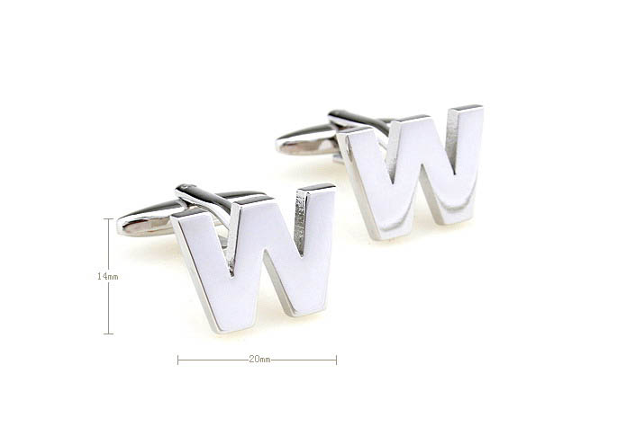 Letters W Cufflinks  Silver Texture Cufflinks Metal Cufflinks Symbol Wholesale & Customized  CL671507