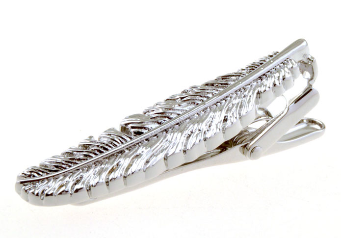 Feathers Tie Clips  Silver Texture Tie Clips Metal Tie Clips Funny Wholesale & Customized  CL850989