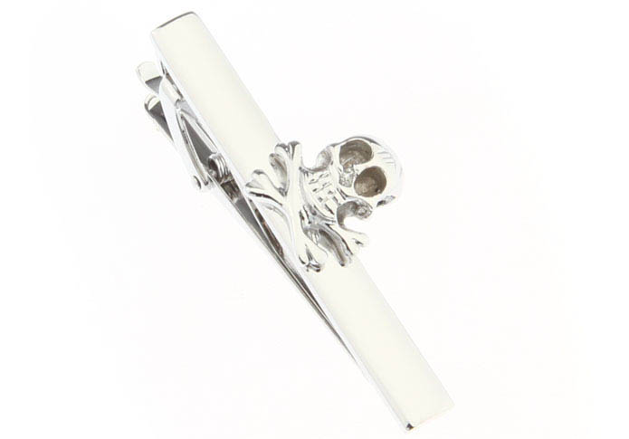 Skull Tie Clips  Silver Texture Tie Clips Metal Tie Clips Skull Wholesale & Customized  CL860872