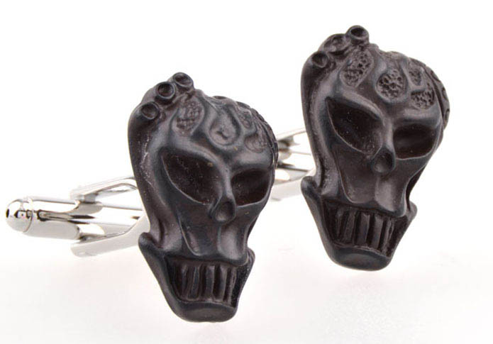 Skull Cufflinks  Black Classic Cufflinks Woodcarving Cufflinks Skull Wholesale & Customized  CL653973