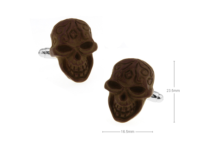 The skull Cufflinks  Khaki Dressed Cufflinks Woodcarving Cufflinks Skull Wholesale & Customized  CL654587