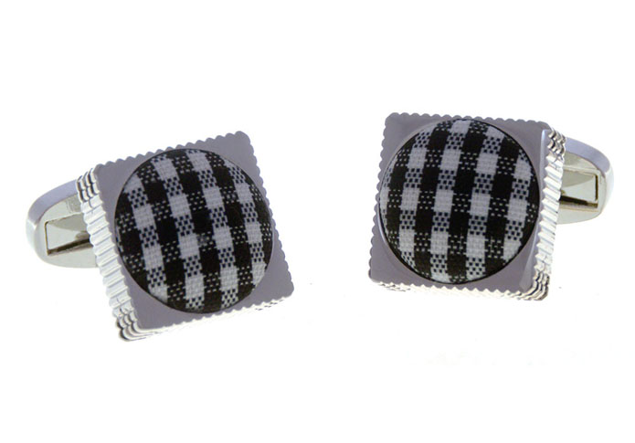 Plaid Cloth Cufflinks  Black White Cufflinks Silk Cufflinks Funny Wholesale & Customized  CL656848