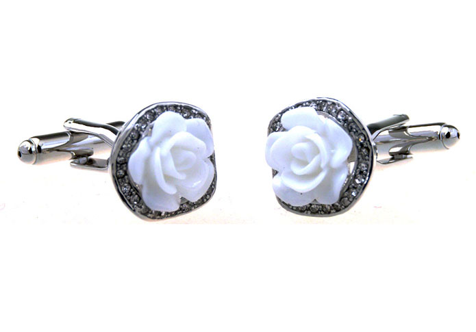 Flower Cufflinks  White Purity Cufflinks Crystal Cufflinks Wedding Wholesale & Customized  CL656822