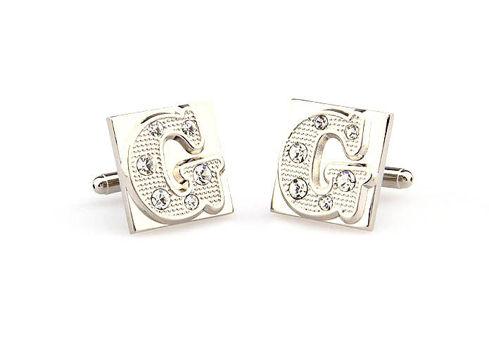 26 Letters G Cufflinks  White Purity Cufflinks Crystal Cufflinks Symbol Wholesale & Customized  CL666567