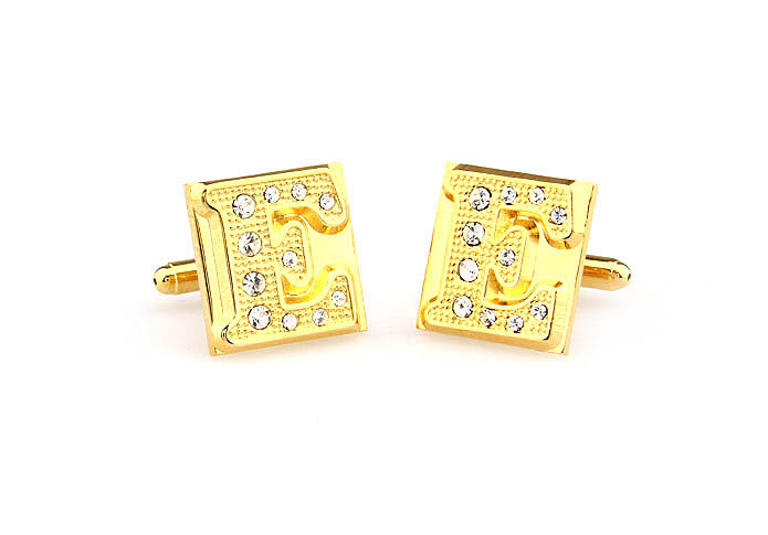 26 Letters E Cufflinks  Gold Luxury Cufflinks Crystal Cufflinks Symbol Wholesale & Customized  CL666591