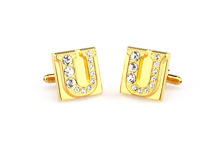 26 Letters U Cufflinks  Gold Luxury Cufflinks Crystal Cufflinks Symbol Wholesale & Customized  CL666607