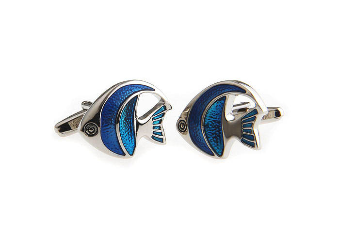 Blue Fish Cufflinks  Blue Elegant Cufflinks Enamel Cufflinks Animal Wholesale & Customized  CL630728