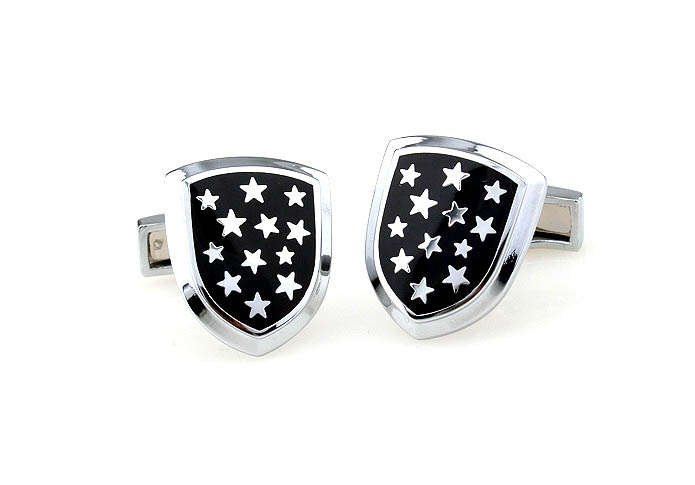 Five Star Shield Cufflinks  Black Classic Cufflinks Enamel Cufflinks Wholesale & Customized  CL640889