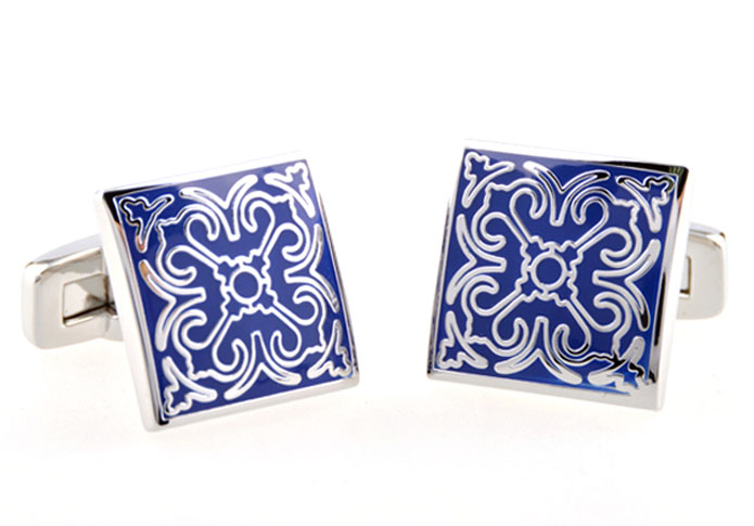 Greek pattern Cufflinks  Blue Elegant Cufflinks Enamel Cufflinks Wholesale & Customized  CL654173
