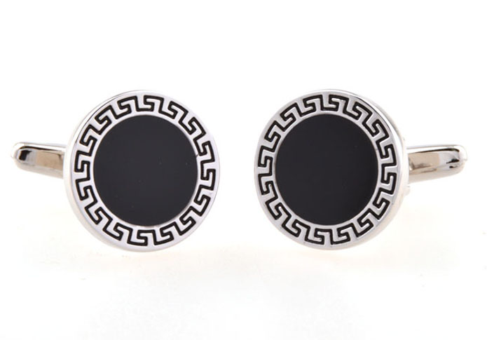 Greek pattern Cufflinks  Black Classic Cufflinks Enamel Cufflinks Funny Wholesale & Customized  CL654180