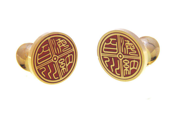 Haina Baichuan Cufflinks  Red Festive Cufflinks Enamel Cufflinks Symbol Wholesale & Customized  CL656630