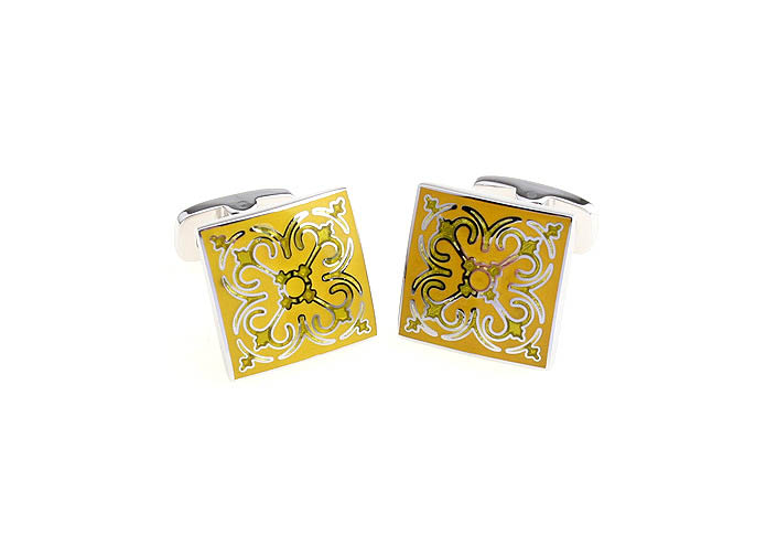 Greece pattern Cufflinks  Yellow Lively Cufflinks Enamel Cufflinks Wholesale & Customized  CL680779