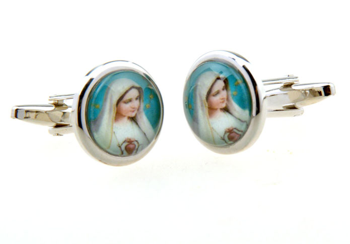 Virgin Mary Cufflinks  Multi Color Fashion Cufflinks Printed Cufflinks Religious and Zen Wholesale & Customized  CL656383