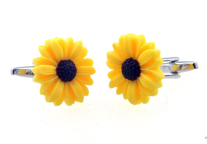 Sun Flower Cufflinks  Yellow Lively Cufflinks Printed Cufflinks Wedding Wholesale & Customized  CL656393