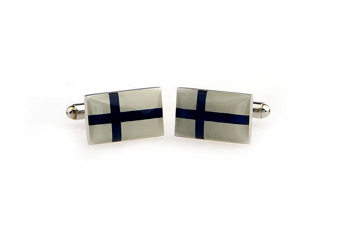 Flag of the Republic of Finland Cufflinks  Blue White Cufflinks Printed Cufflinks Flag Wholesale & Customized  CL662325