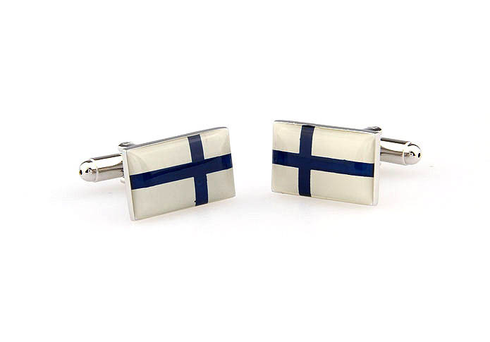 Flag of the Republic of Finland Cufflinks  Blue White Cufflinks Printed Cufflinks Flag Wholesale & Customized  CL662327