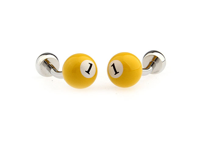 Billiards Yellow 1 Cufflinks  Multi Color Fashion Cufflinks Paint Cufflinks Sports Wholesale & Customized  CL651360