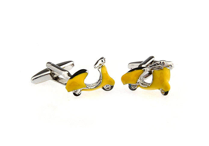 Scooter Cufflinks  Yellow Lively Cufflinks Paint Cufflinks Transportation Wholesale & Customized  CL651750