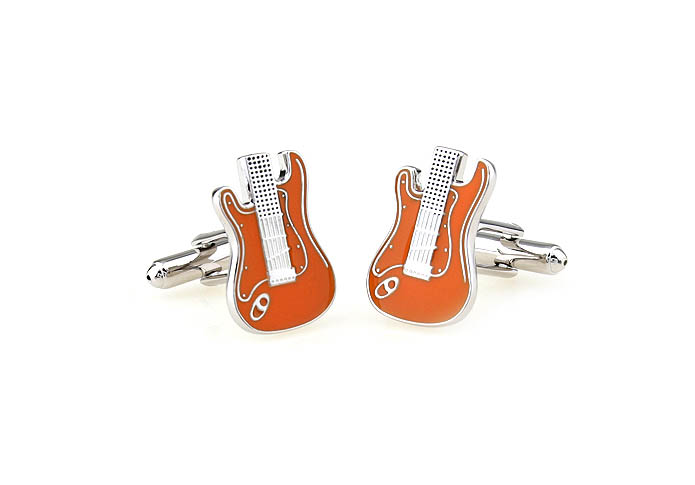 Guitar Cufflinks  Orange Cheerful Cufflinks Paint Cufflinks Music Wholesale & Customized  CL651842