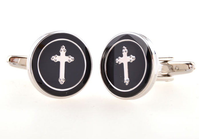 Cross Cufflinks  Black Classic Cufflinks Paint Cufflinks Religious and Zen Wholesale & Customized  CL654401
