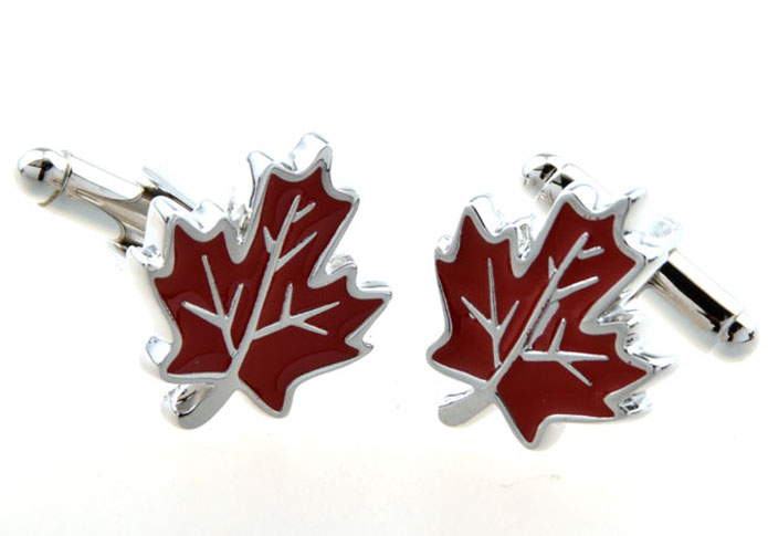 Maple Leaf Cufflinks  Red Festive Cufflinks Paint Cufflinks Funny Wholesale & Customized  CL654426