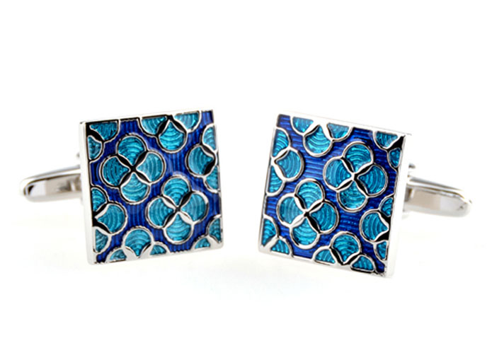 Flower Cufflinks  Blue Elegant Cufflinks Paint Cufflinks Funny Wholesale & Customized  CL654705